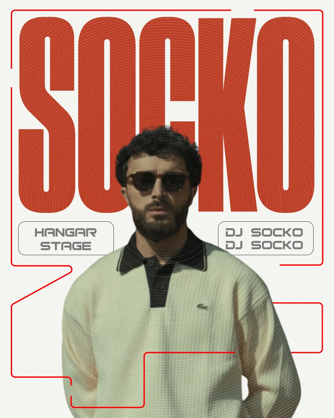 Socko artist announcement poster, Hangar Stage