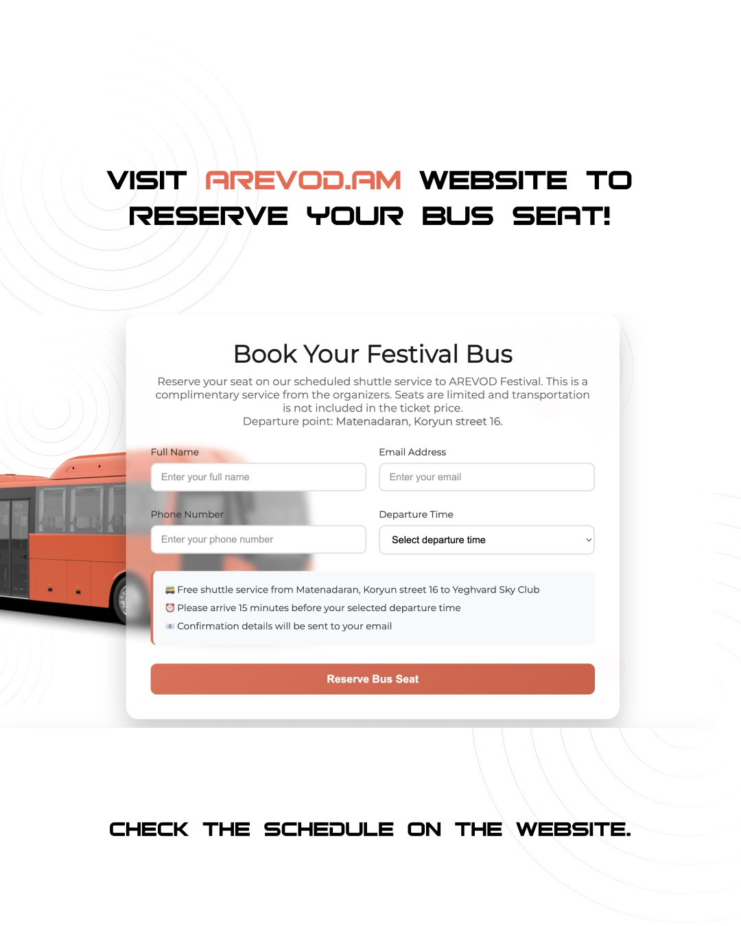 Festival bus booking form mockup