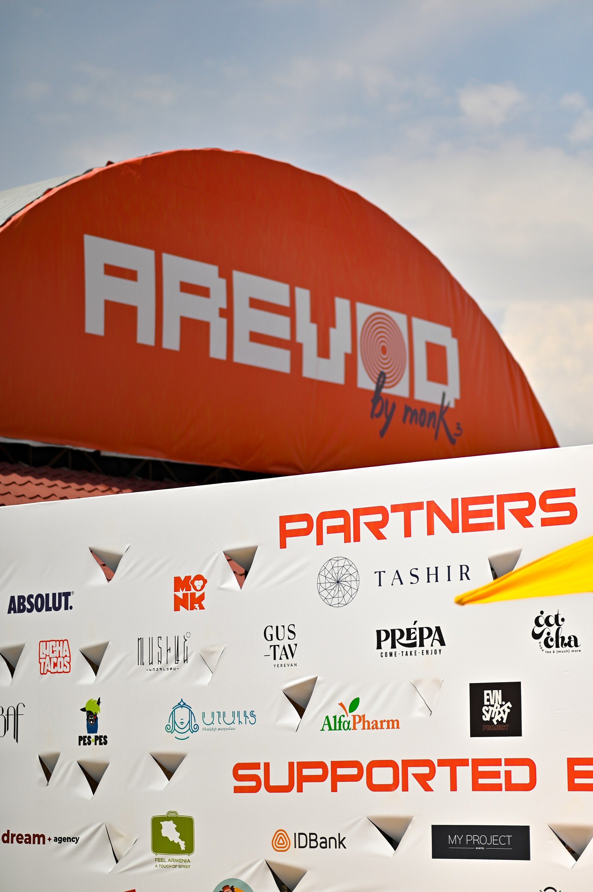 AREVOD sign above the festival partners and sponsors board