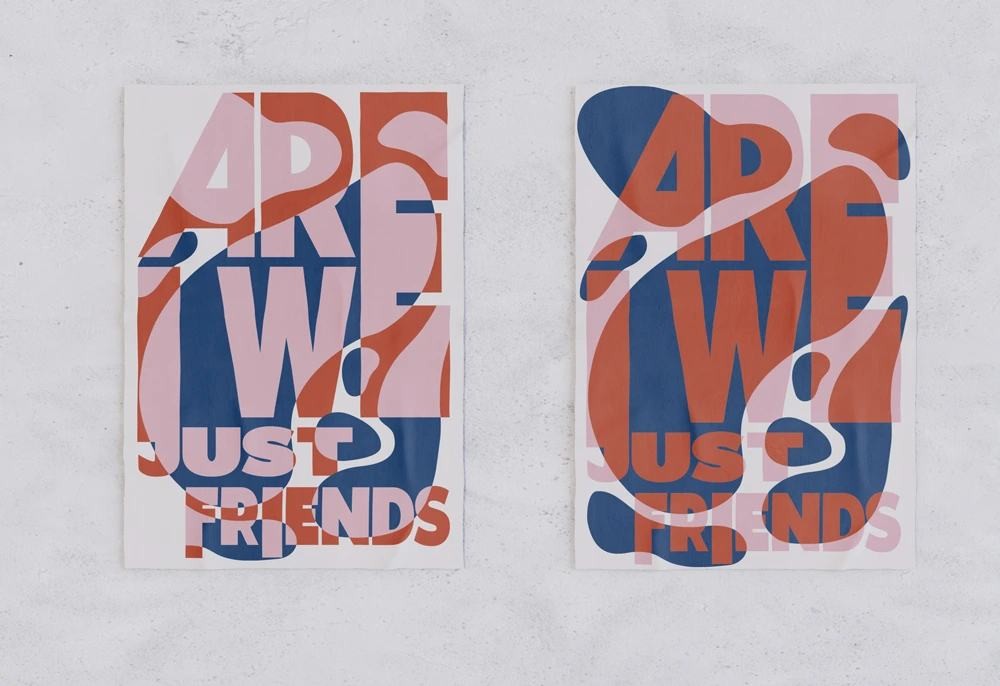 Are We Just Friends poster, two flat colorway variations