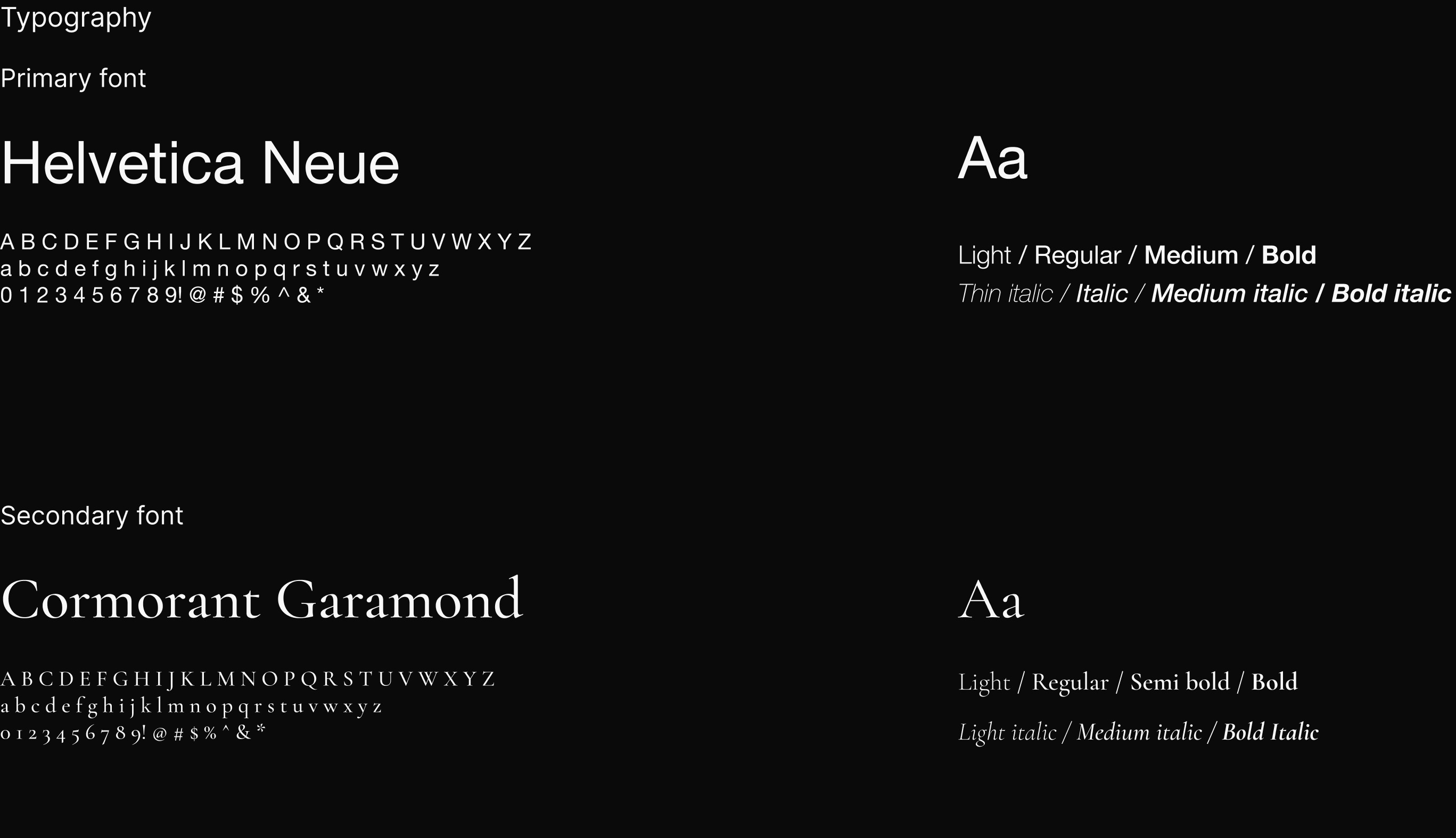 Chaac typography — Helvetica Neue and Cormorant Garamond