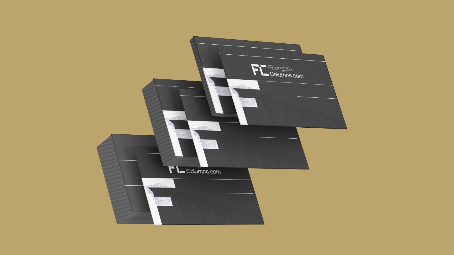 Fiberglass Columns business card mockup stack