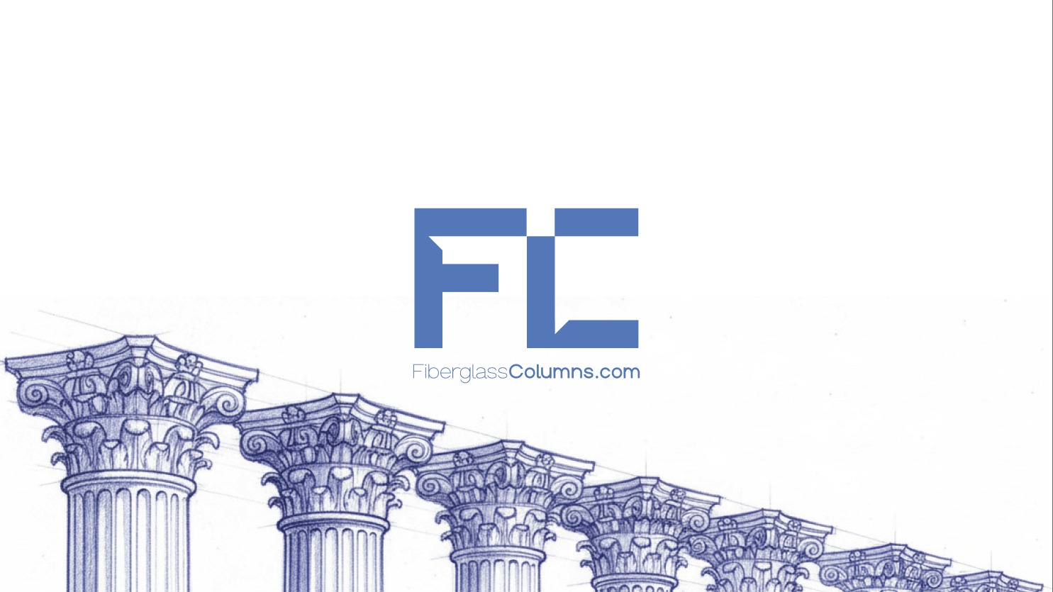 Fiberglass Columns FC monogram over hand-drawn Corinthian column illustration