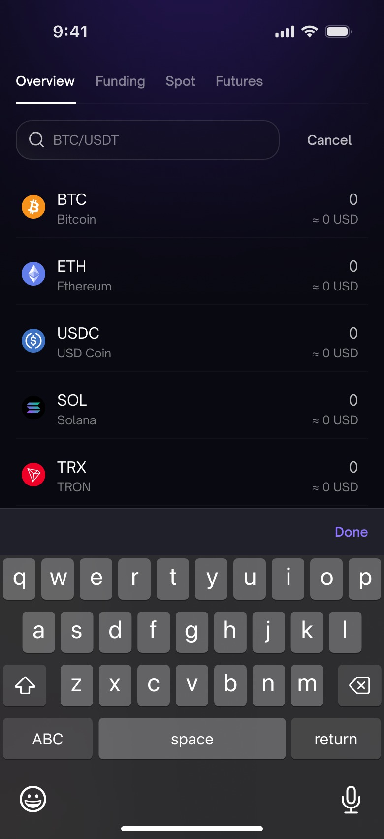 Freedx asset search screen