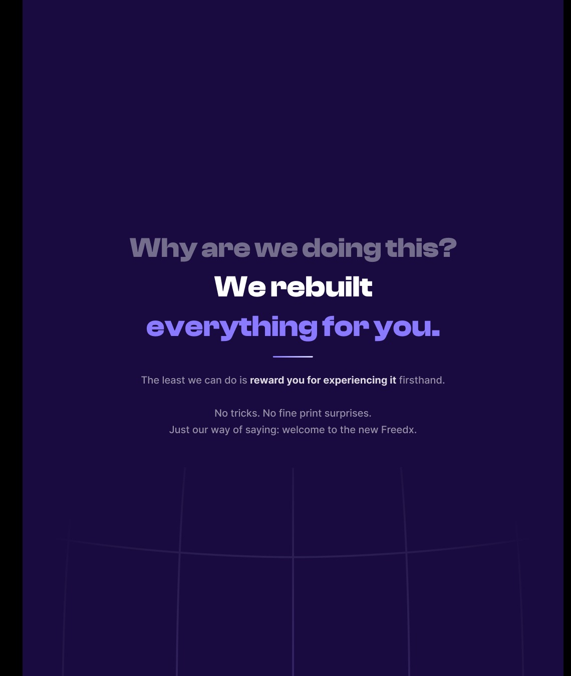 Freedx social post — Why are we doing this, we rebuilt everything for you