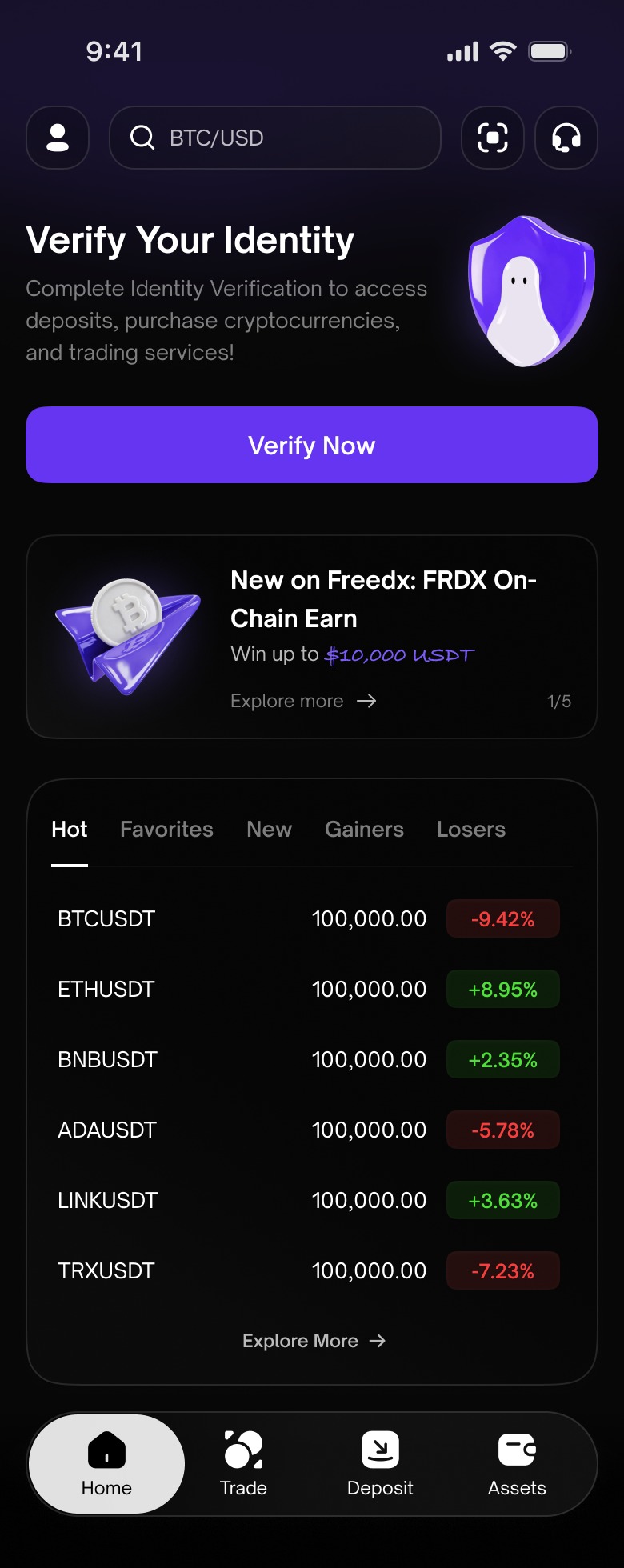 Freedx verify your identity prompt on home screen