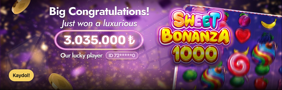 Luks Casino jackpot win announcement banner — Sweet Bonanza 1000