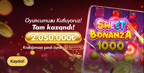 1King Casino jackpot win announcement banner — Sweet Bonanza 1000