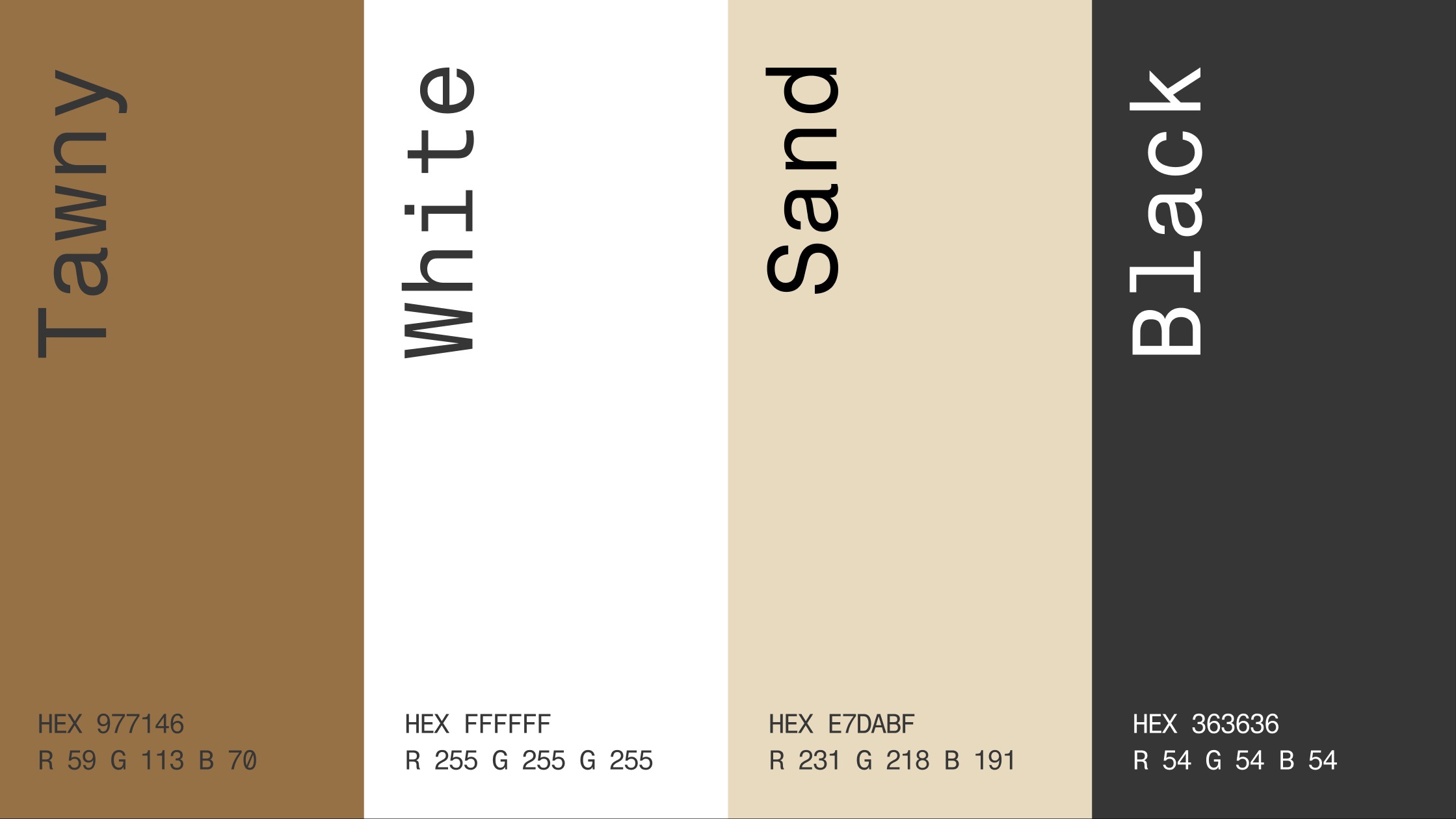 Ijevan Museum color palette — tawny, white, sand, black with hex codes