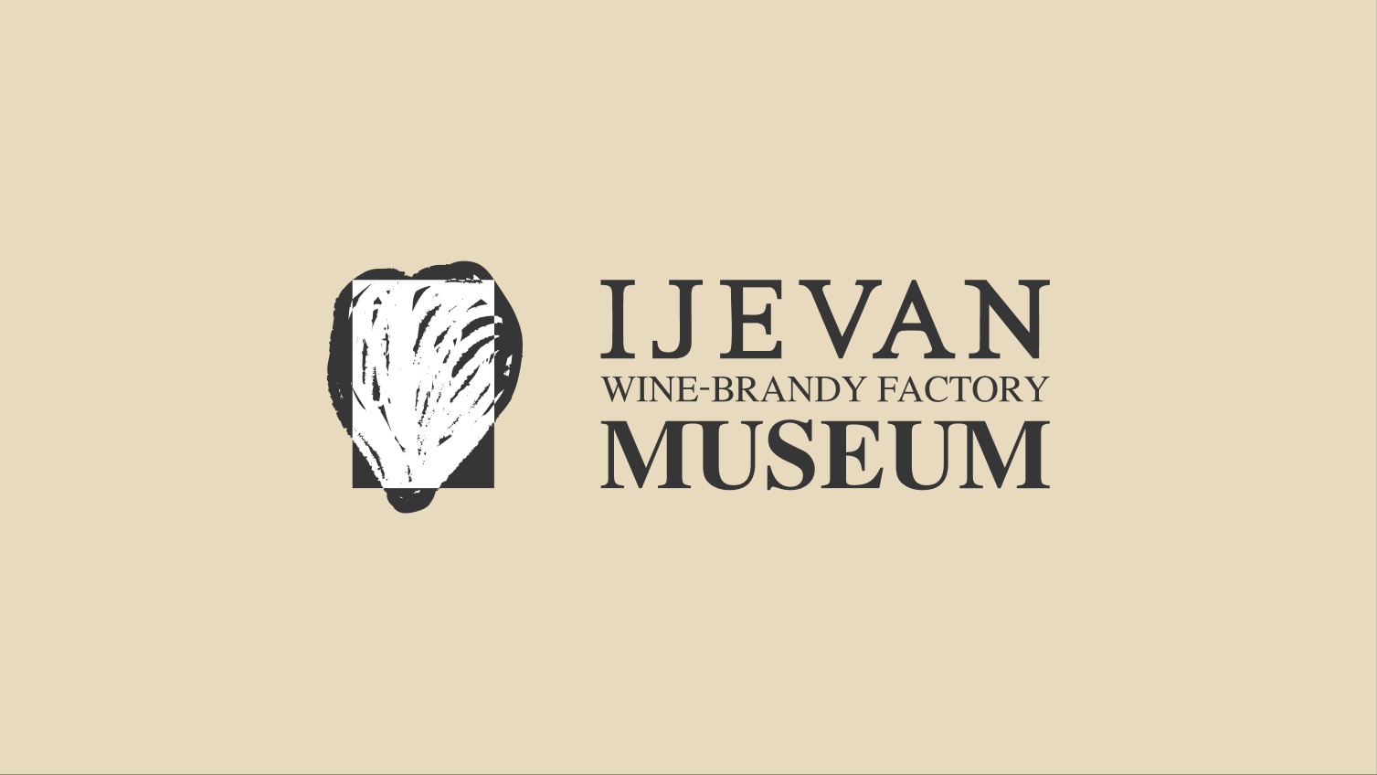 Ijevan Museum logo lockup on sand background