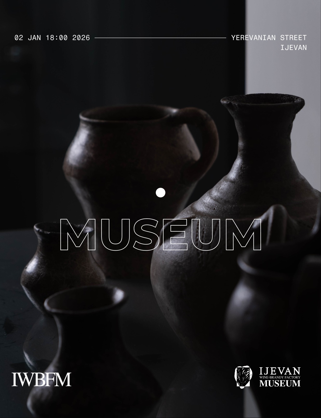 Ijevan Museum event poster with ceramic vessel photography
