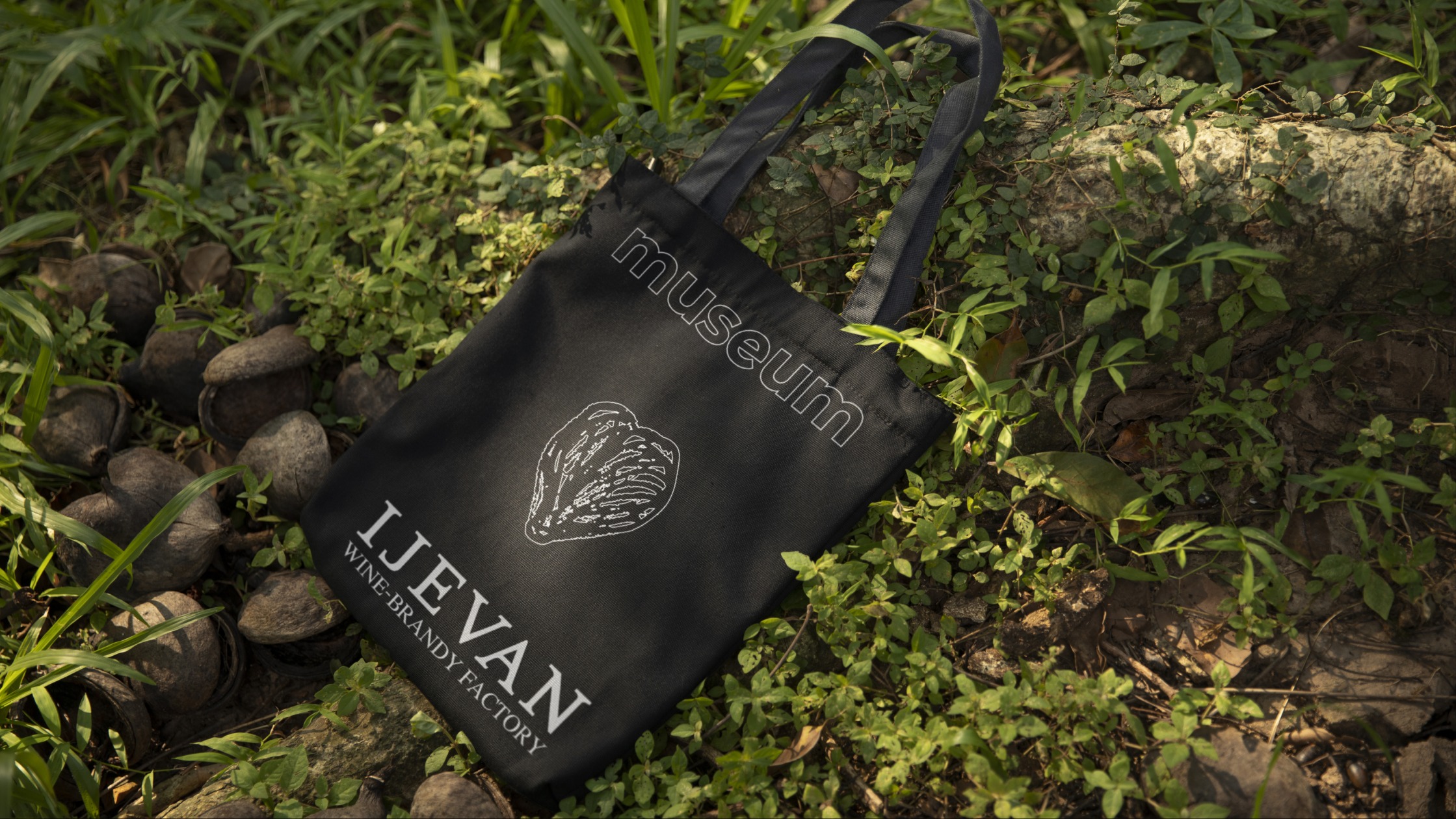 Ijevan Museum branded tote bag mockup outdoors